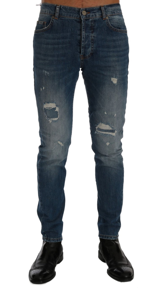 Blaue Waschung Zerrissene Dunfermile Slim Fit Jeans