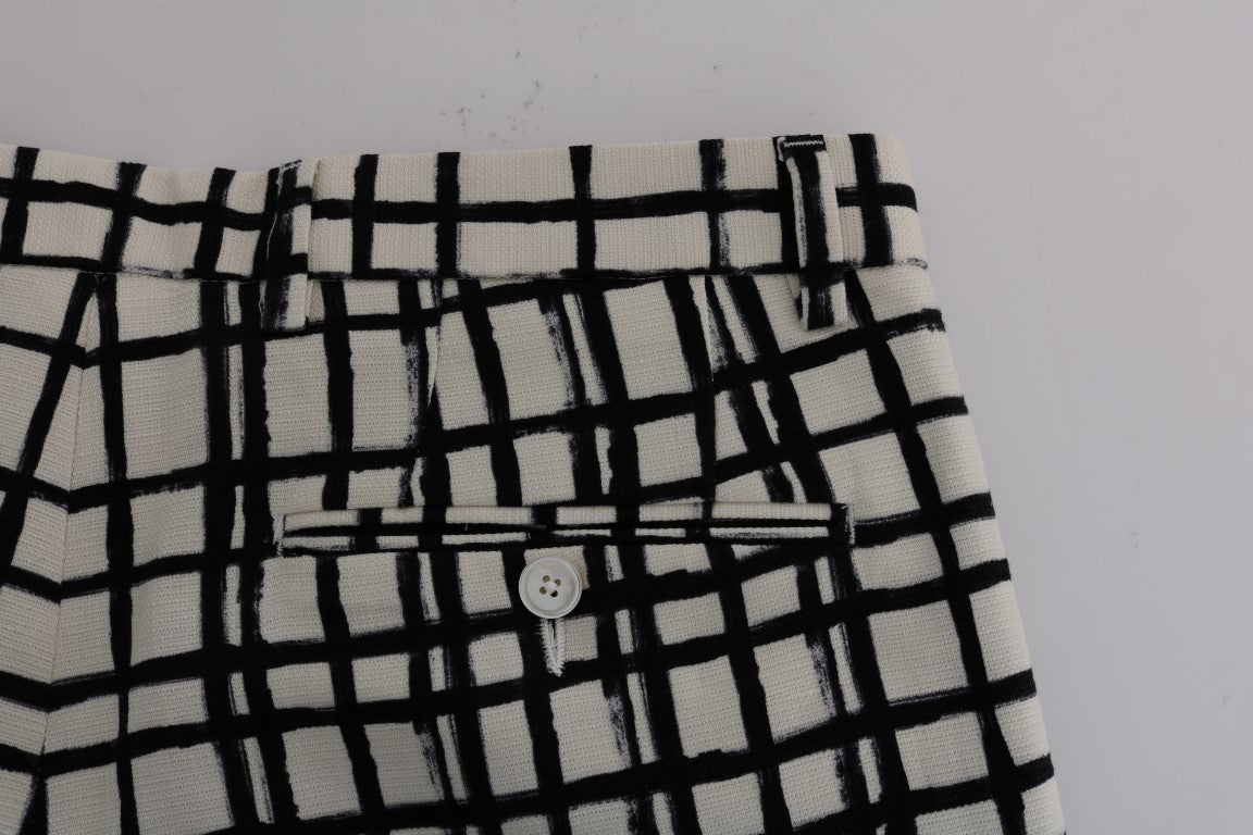 Weiß Schwarz Gestreifte Freizeitshorts