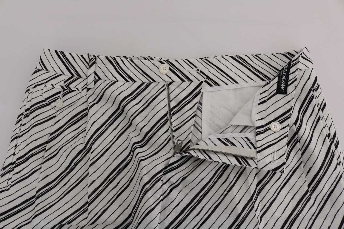 Weiß Schwarz Gestreifte Freizeitshorts