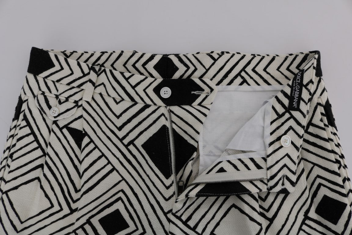 Weiß Schwarz Gestreifte Freizeitshorts