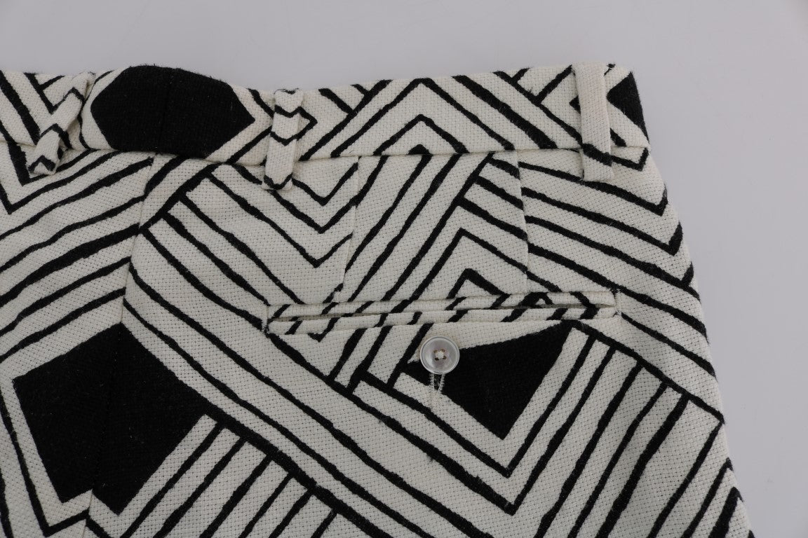 Weiß Schwarz Gestreifte Freizeitshorts