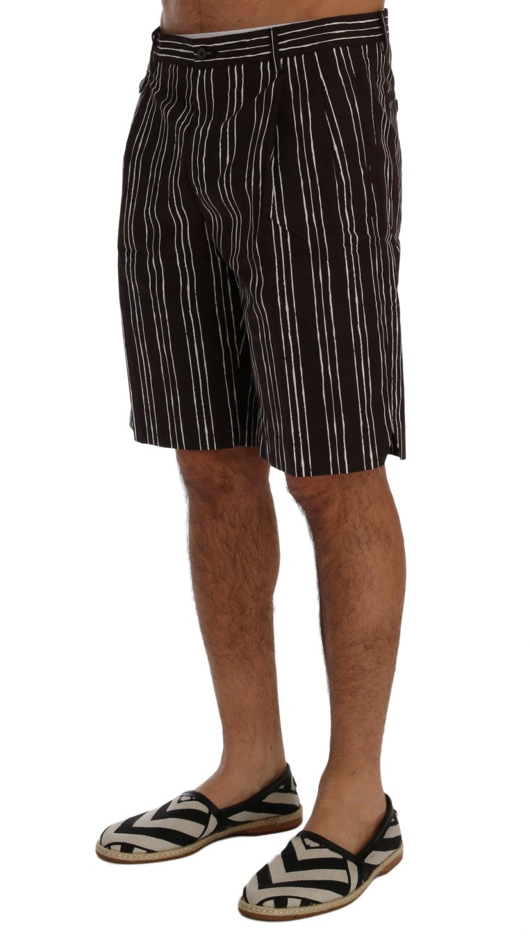 Bordeaux-Weiß gestreifte Hanf Casual Shorts