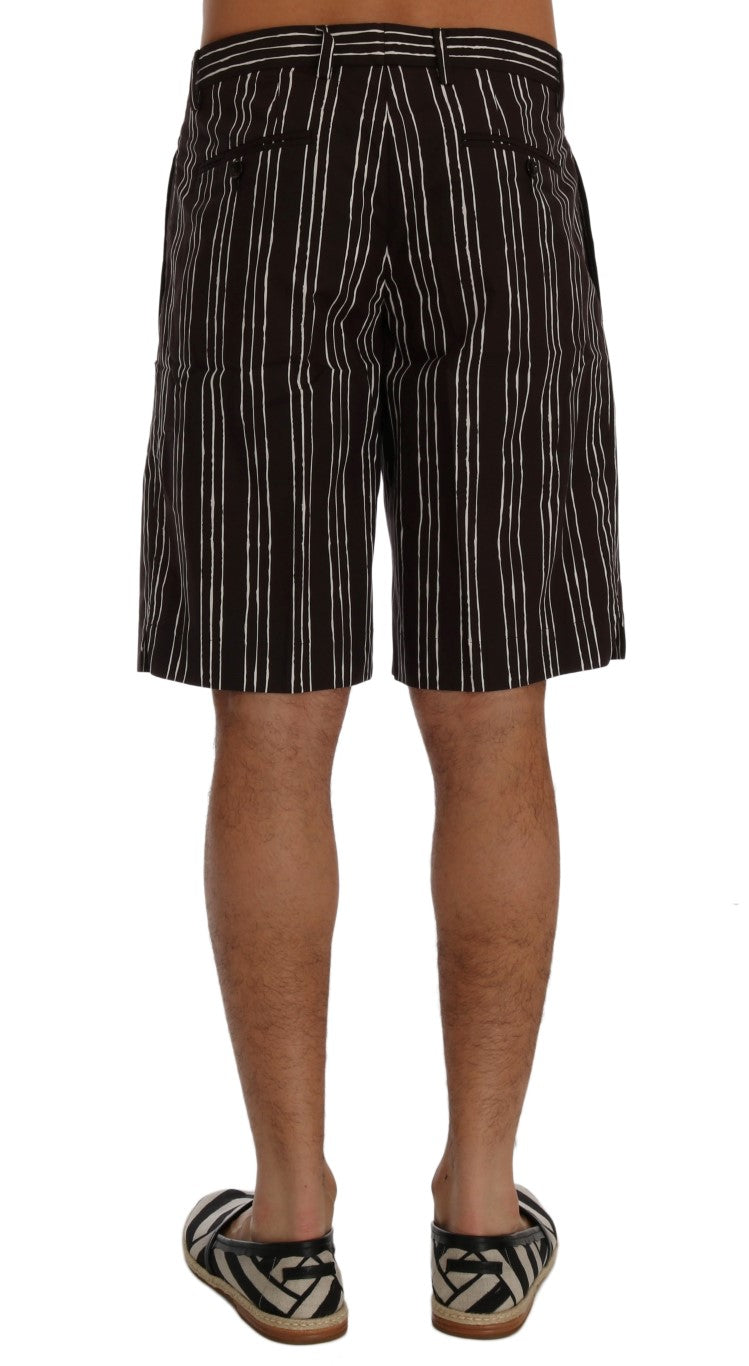 Bordeaux-Weiß gestreifte Hanf Casual Shorts