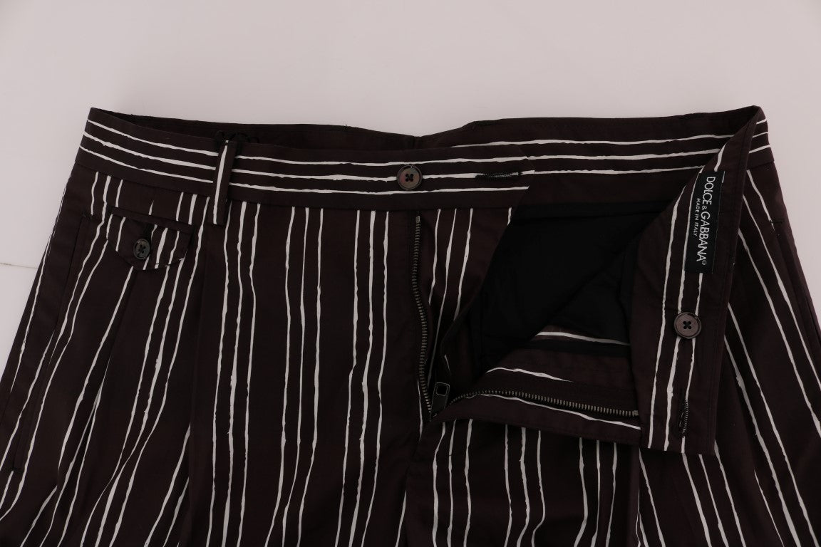 Bordeaux-Weiß gestreifte Hanf Casual Shorts