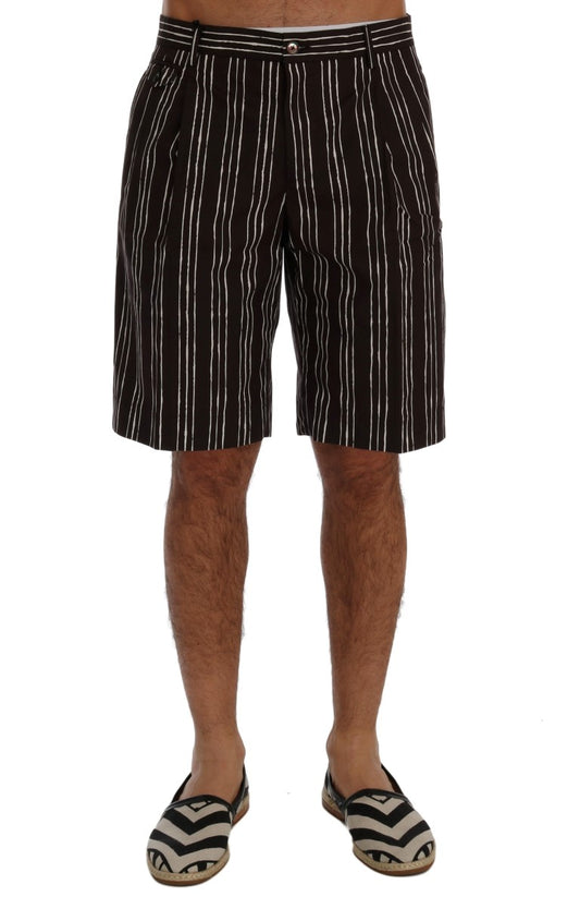 Bordeaux-Weiß gestreifte Hanf Casual Shorts