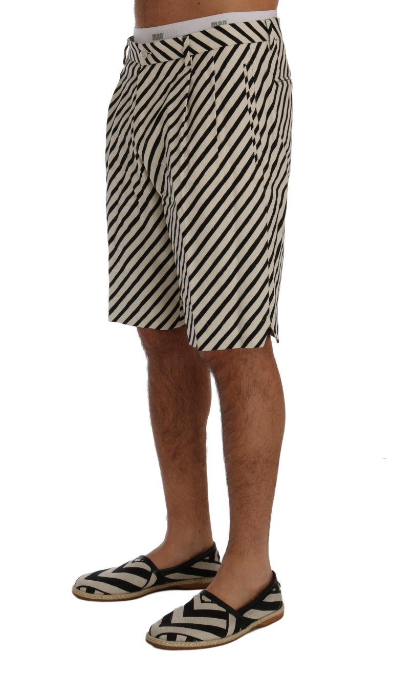 Weiß Schwarz Gestreifte Hanf Casual Shorts