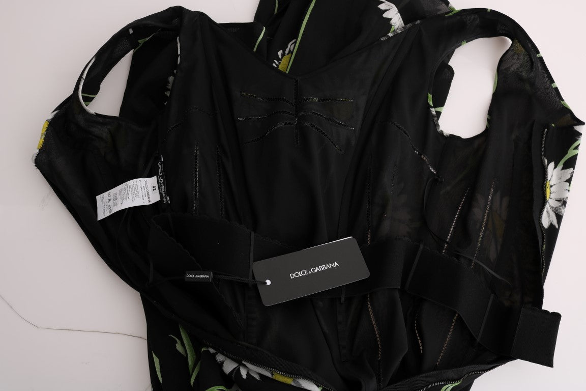 Sonnenblume Seidenstretch-Etuikleid