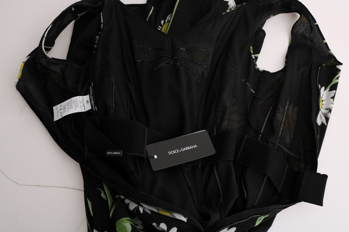 Sonnenblume Seidenstretch-Etuikleid