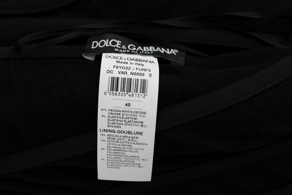 Schwarzes langes Etuikleid aus Stretch-Kristall