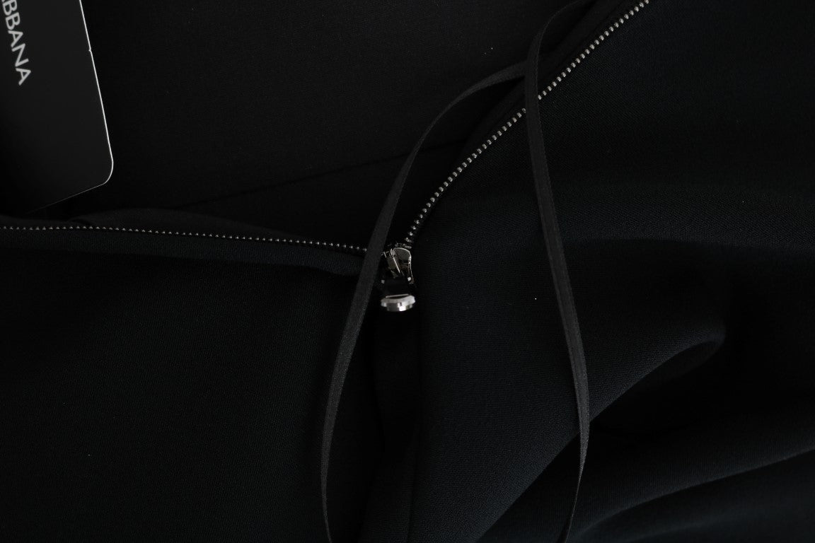 Schwarzes langes Stretch-Etuikleid