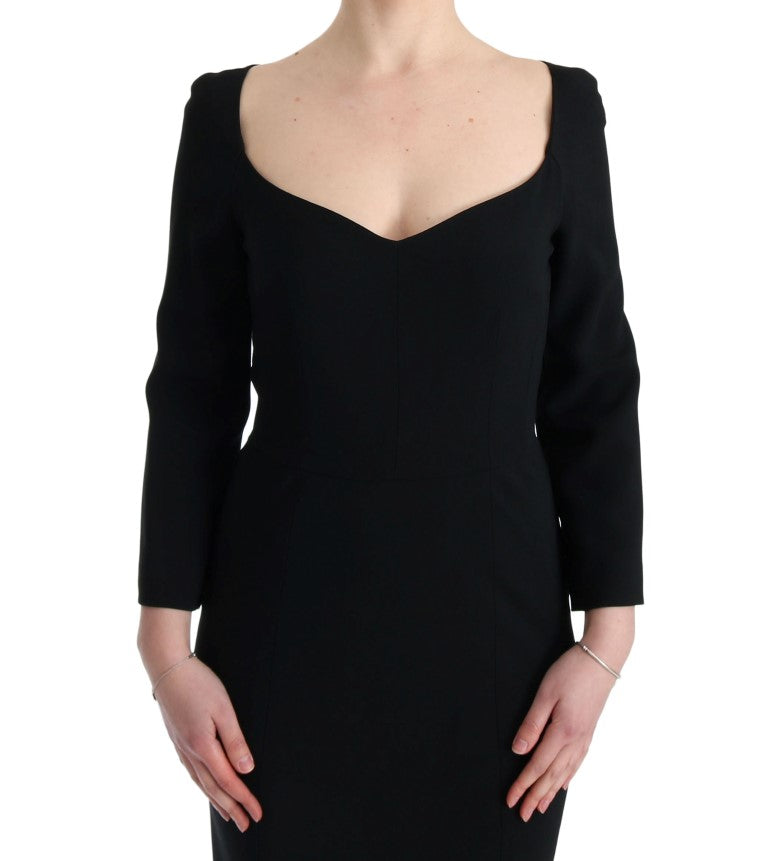 Schwarzes Stretch-Spitzenkleid Etuikleid