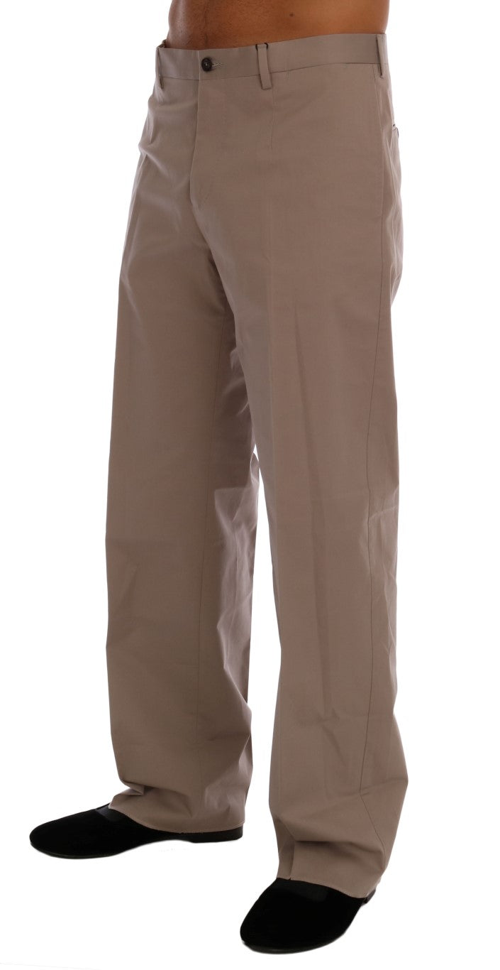 Beigefarbene Baumwoll-Stretch-Chino-Hose