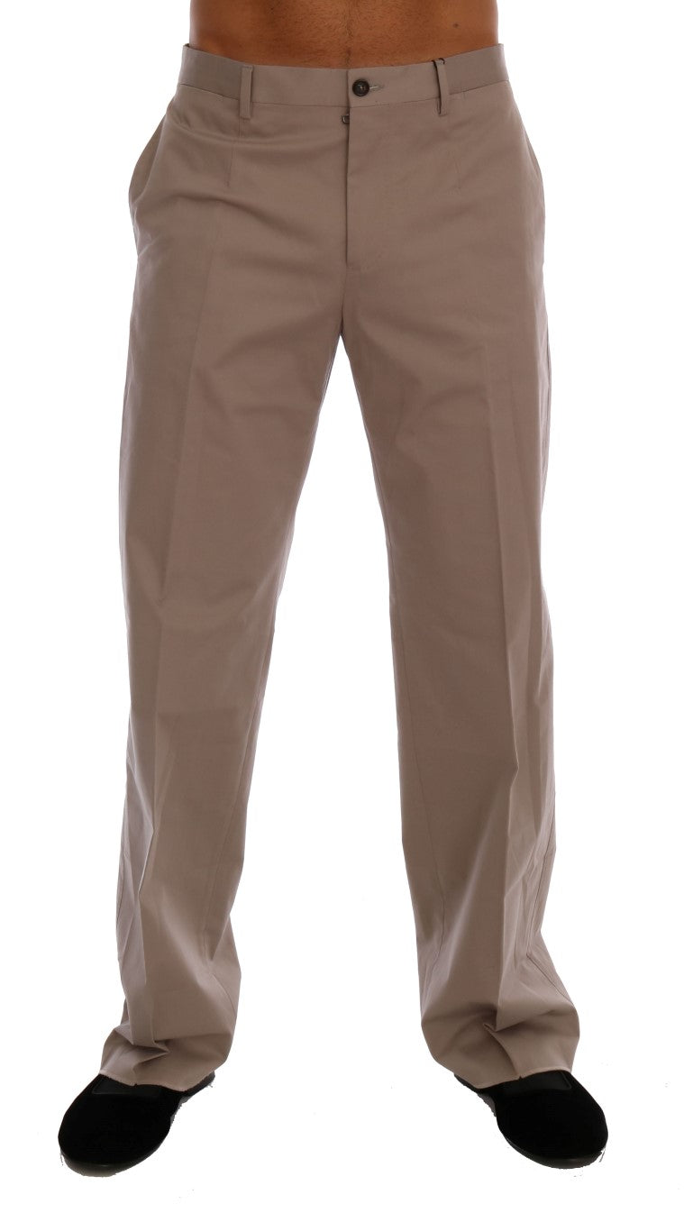 Beigefarbene Baumwoll-Stretch-Chino-Hose