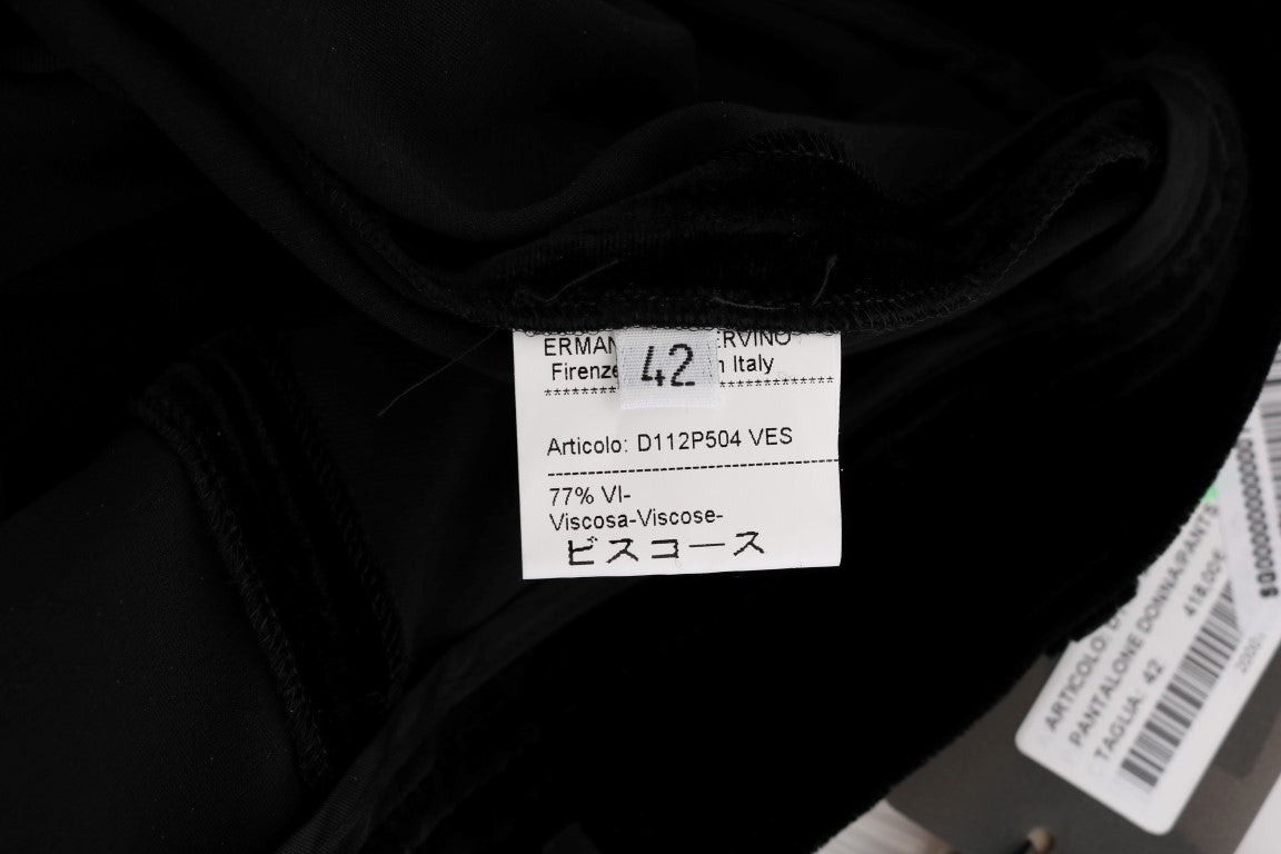 Schwarze Slim Fit-Hose aus Samt