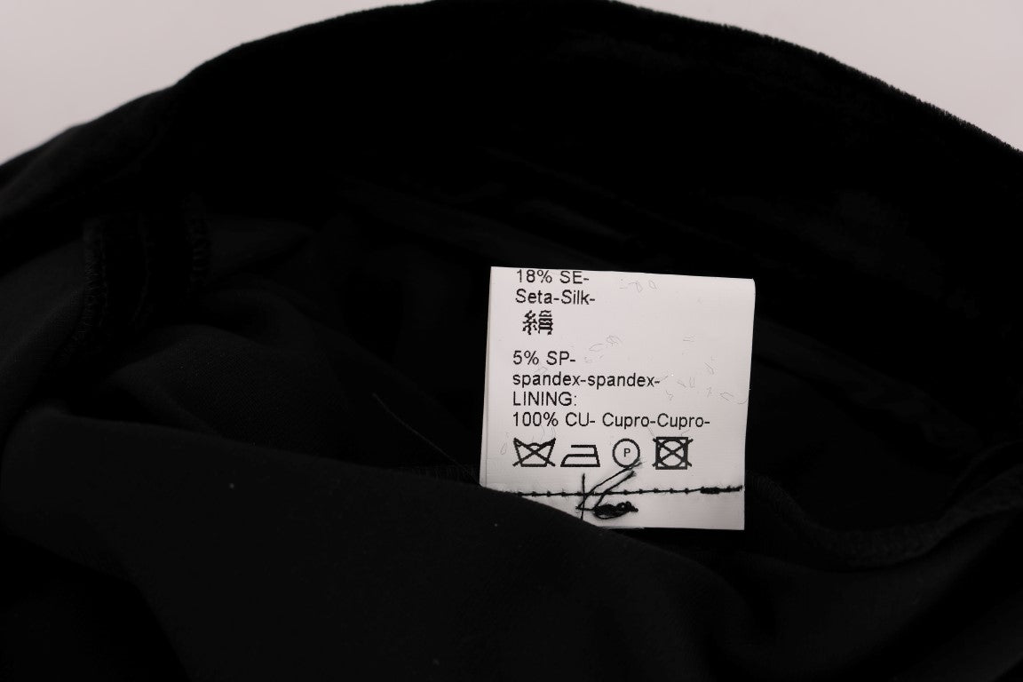 Schwarze Slim Fit-Hose aus Samt