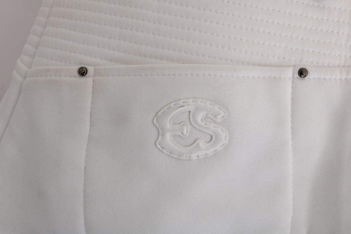 Weiße Baumwolle Slim Fit Freizeithosen