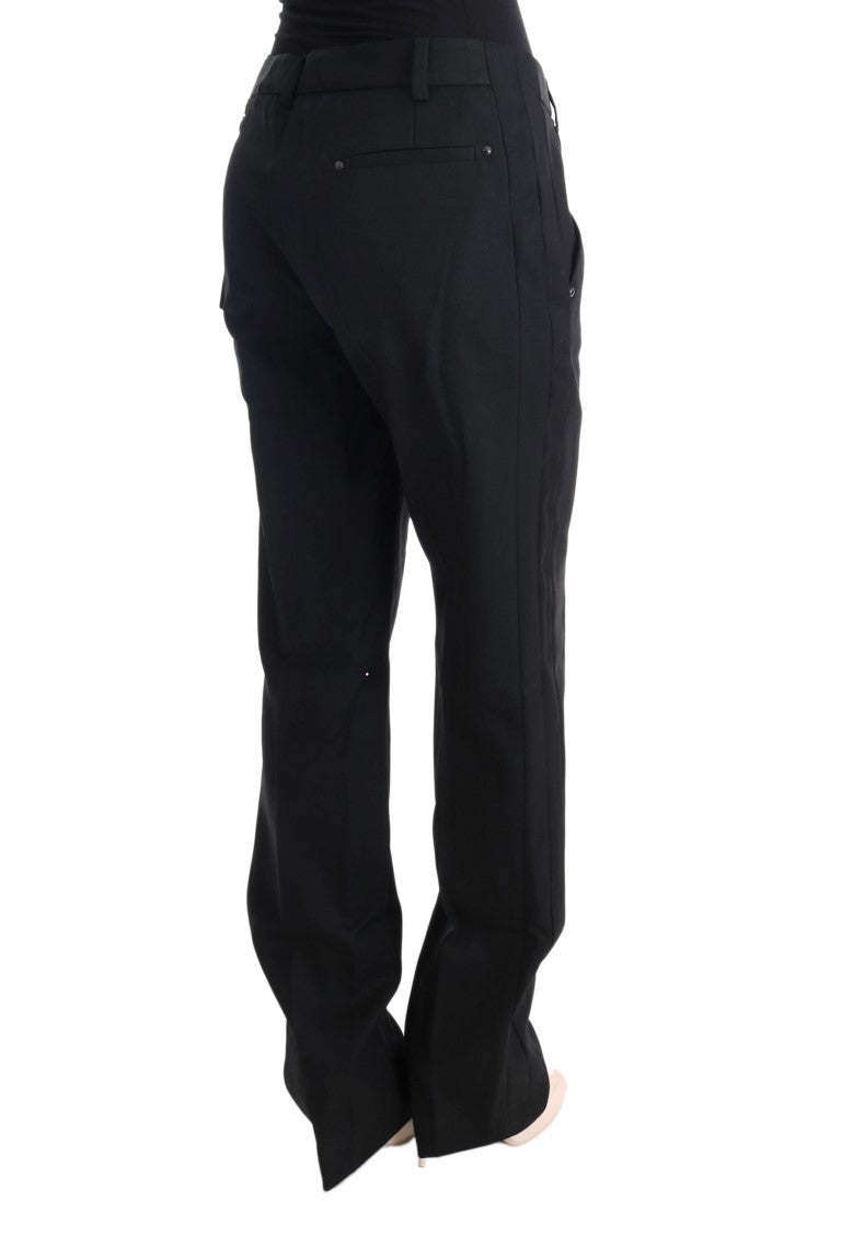 Schwarze Wolle Regular Fit Hose