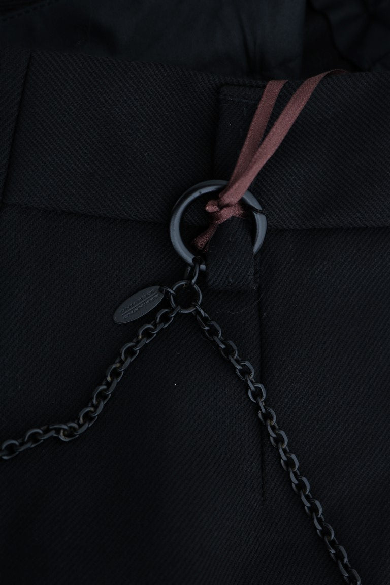 Schwarze Wolle Regular Fit Hose