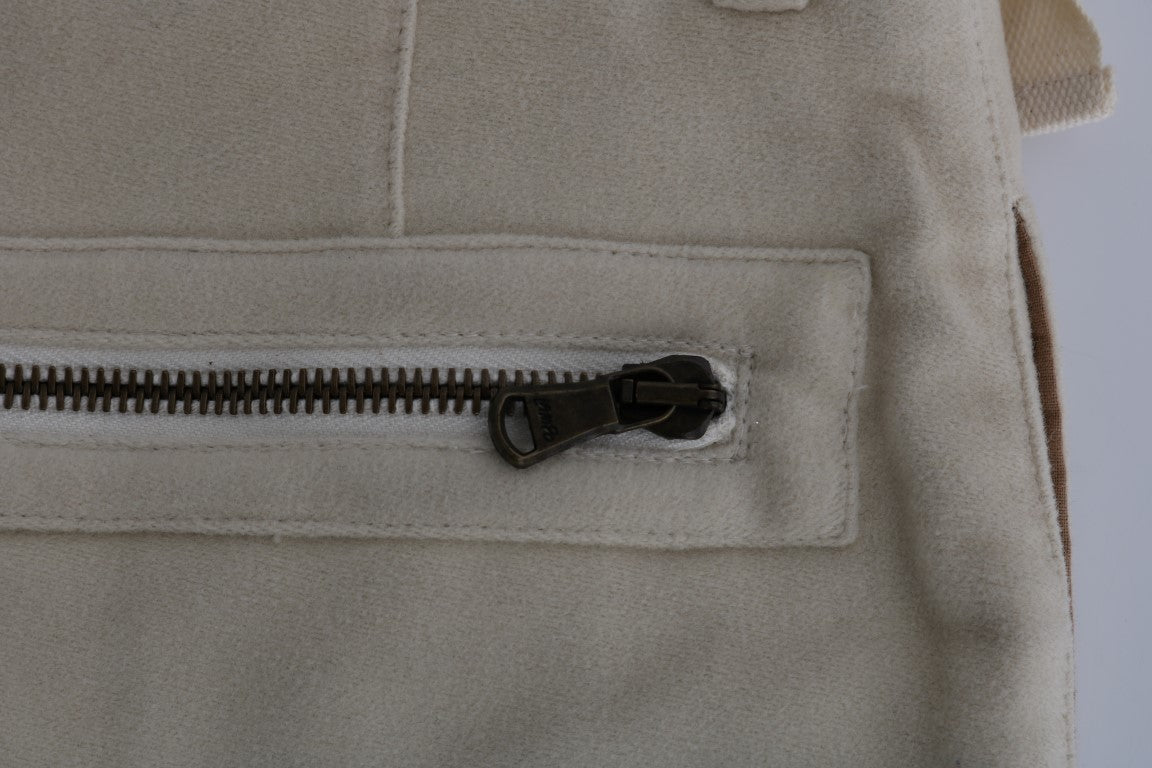 Beigefarbene Hose aus Wolle mit normaler Passform