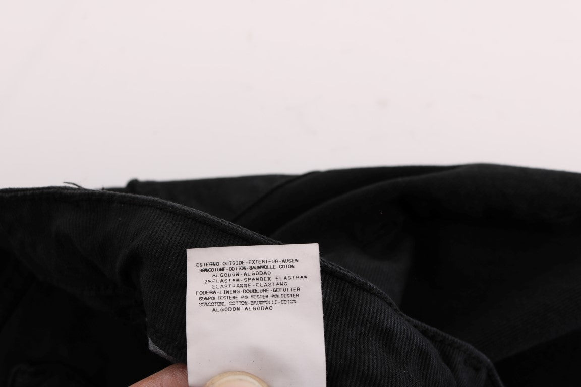 Schwarze Slim Fit Jeans mit niedriger Taille aus Baumwolle