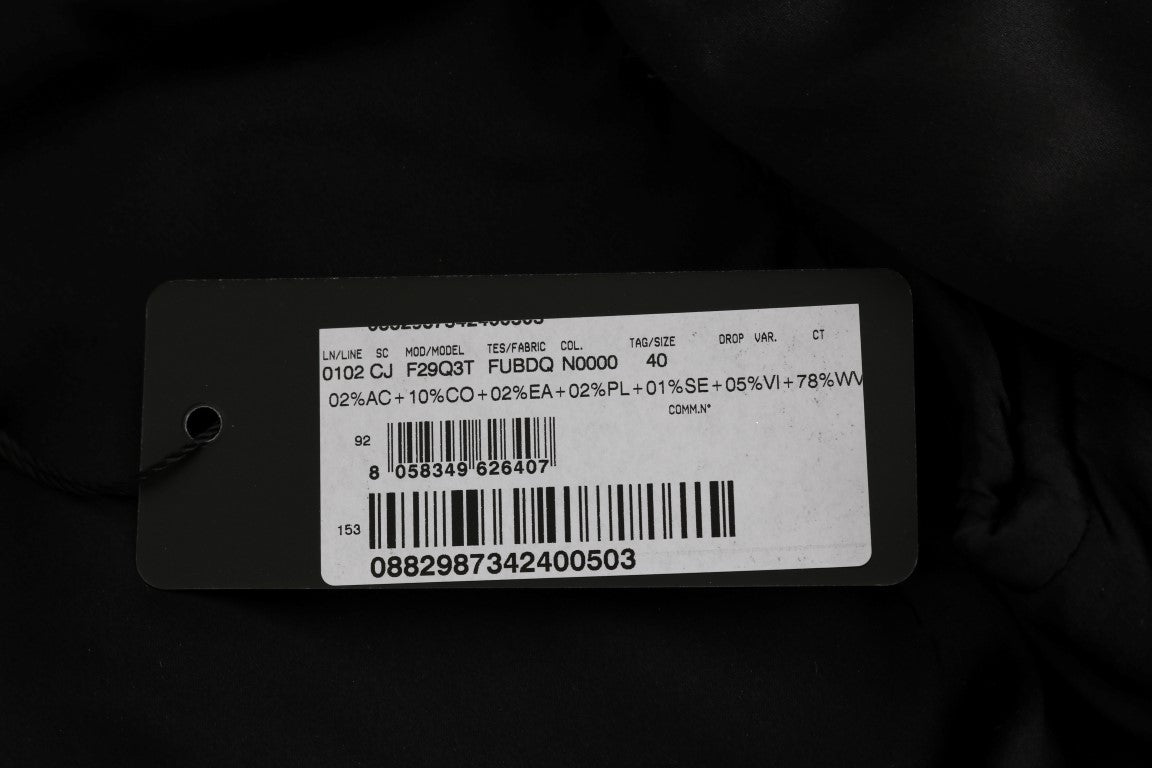 Schwarzer schmaler Blazer mit Blumen-Jacquard