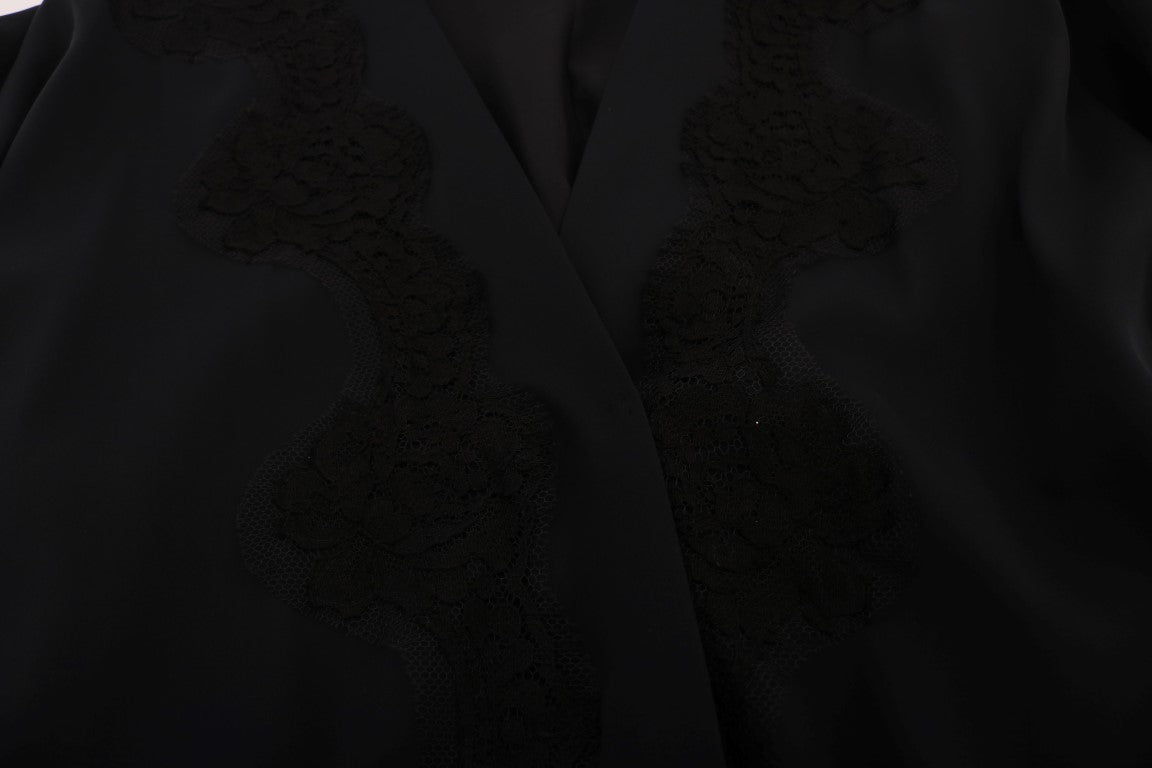 Blaues Kaftan-Kleid mit Blumenapplikationen aus Spitze