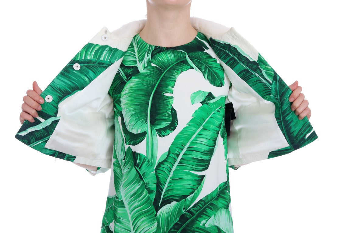 Weiße Brokat-Bananenblatt-Pelz Bolero-Jacke