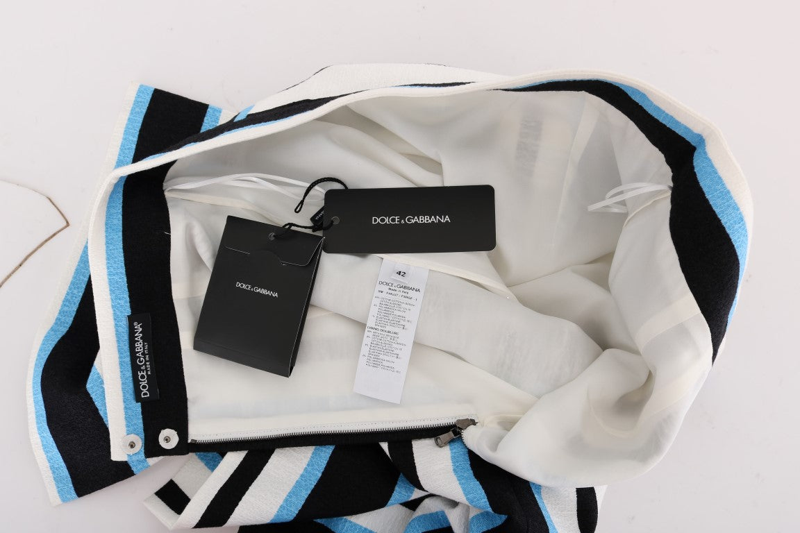 Weiß Schwarz Blau Gestreifter Baumwollrock