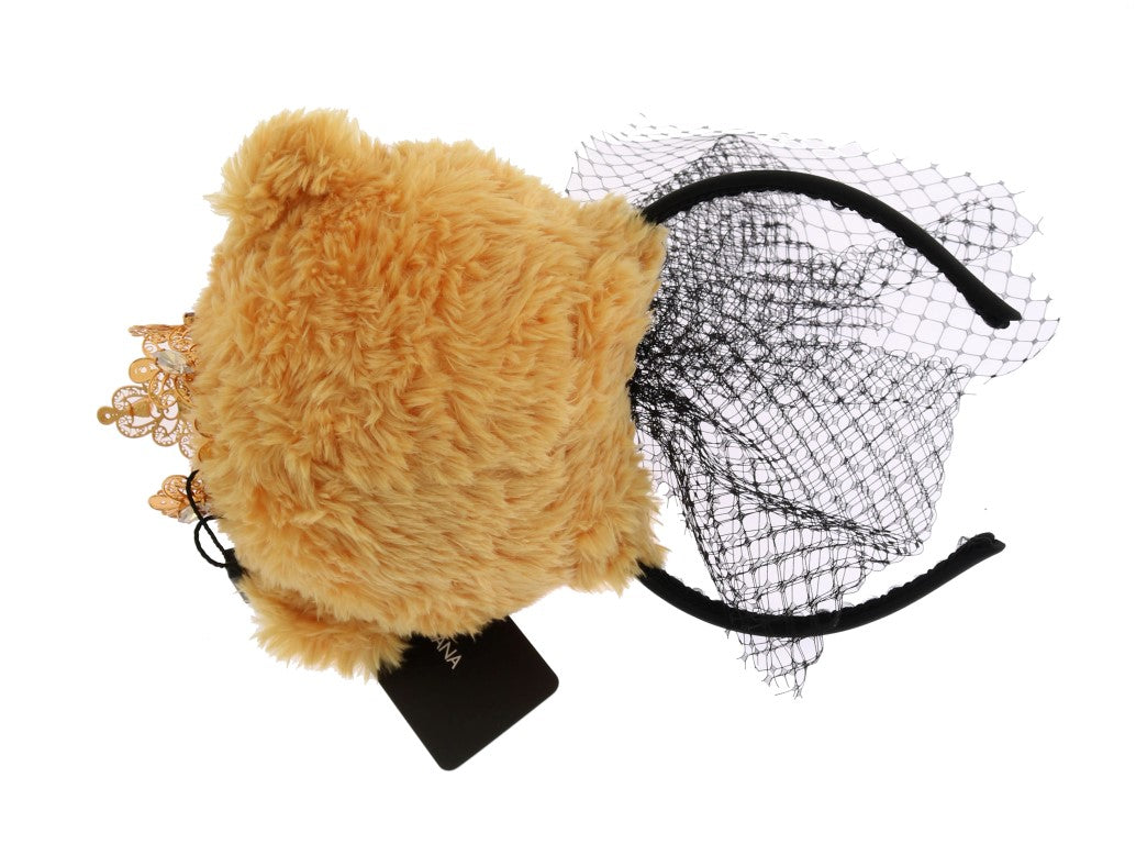 Brauner Teddybär Gold Kristall Diadem