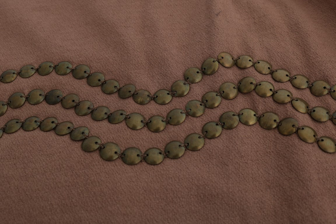 Brauner Pullover mit Nieten aus Baumwolle