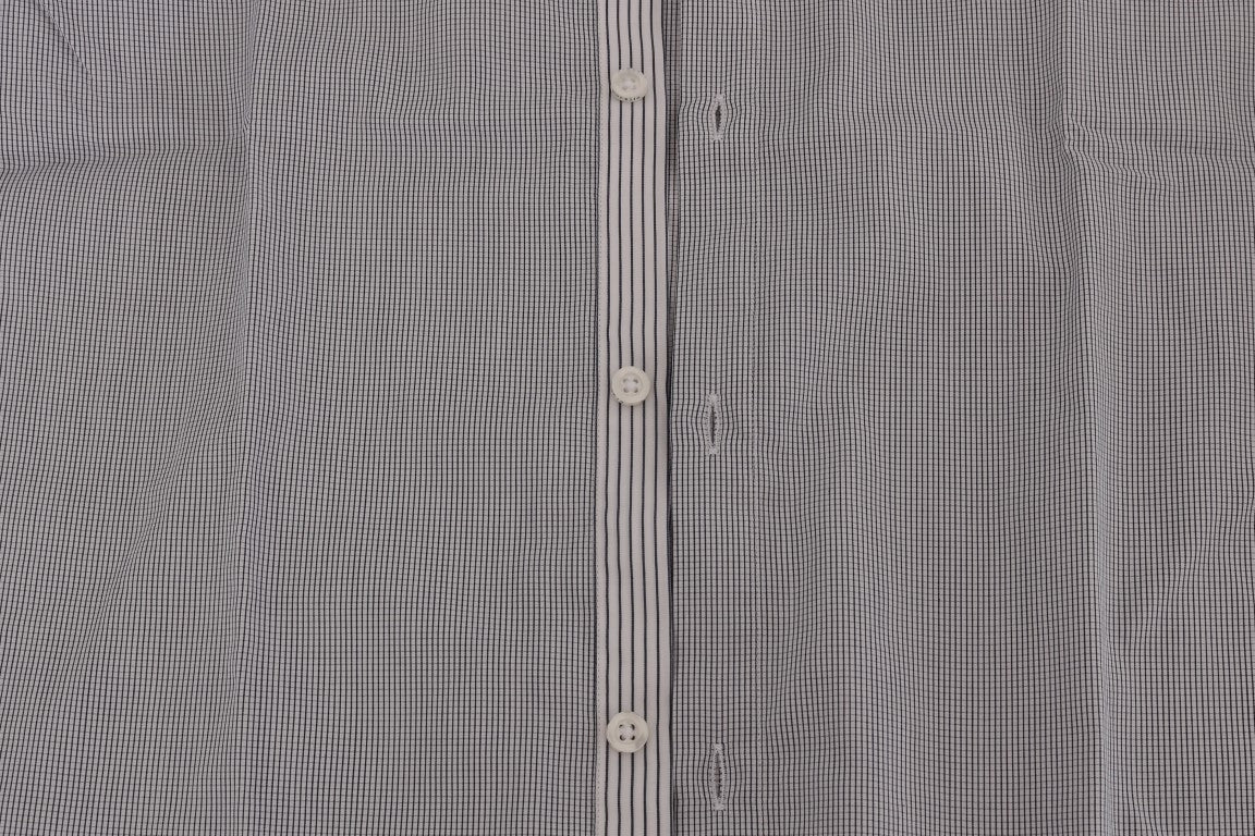 Weißblau kariertes Freizeithemd aus Baumwolle mit normaler Passform