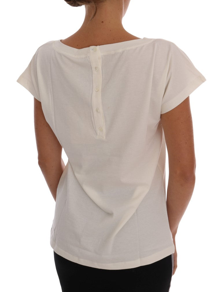 Weißes T-Shirt mit Motivdruck aus Baumwollstretch