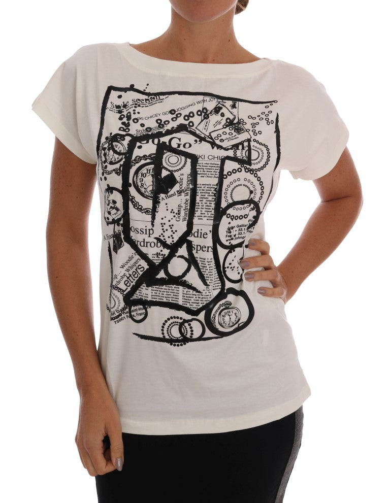 Weißes T-Shirt mit Motivdruck aus Baumwollstretch