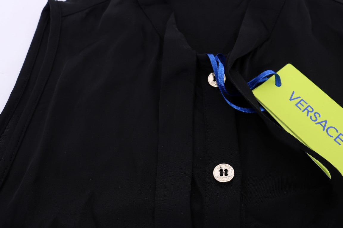 Schwarzes ärmelloses Viskoseblusentop