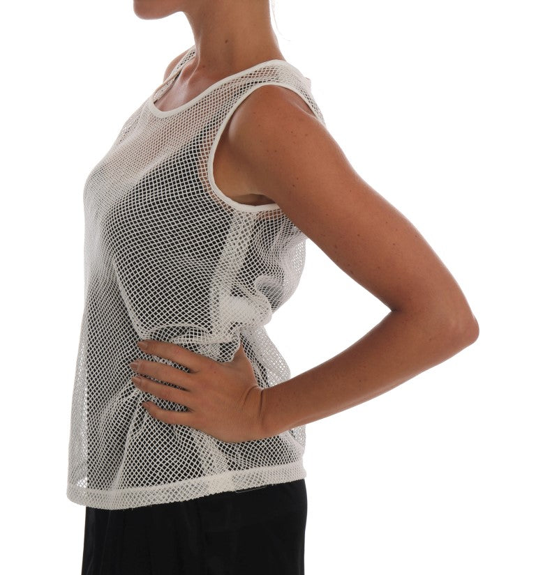 Weißes Netz-Tank-Transparent-Top
