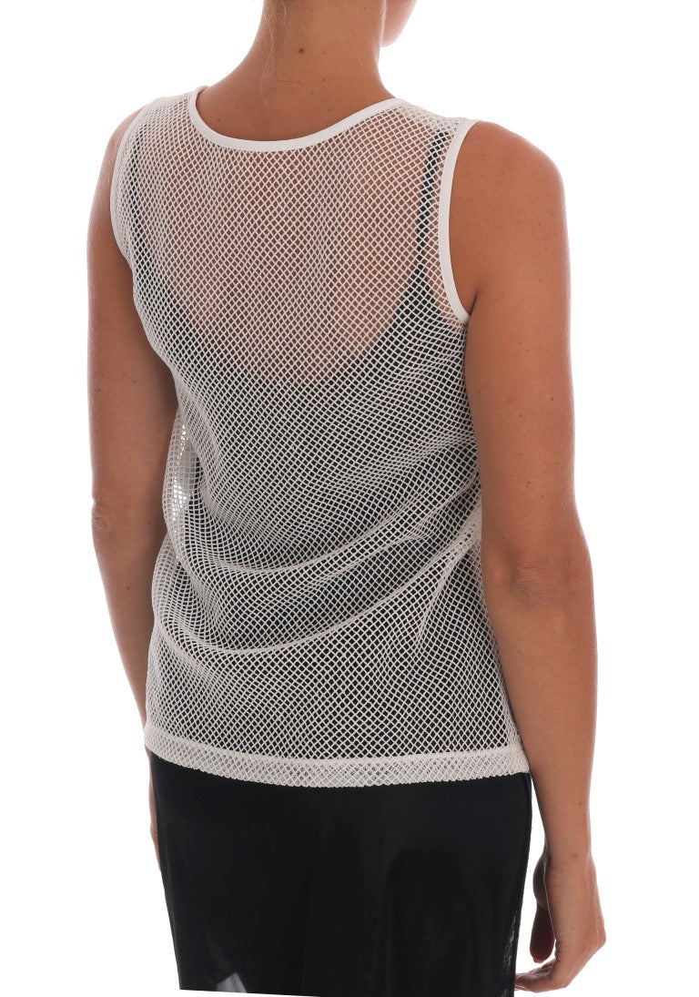 Weißes Netz-Tank-Transparent-Top