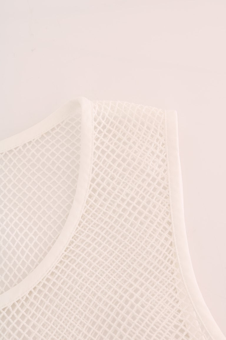 Weißes Netz-Tank-Transparent-Top