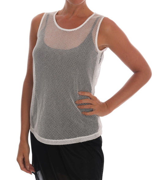 Weißes Netz-Tank-Transparent-Top