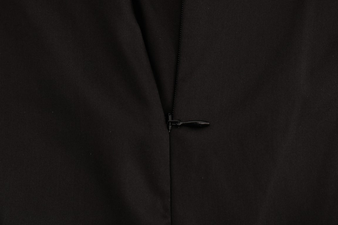 Schwarzes Seidennetz-Top mit floraler Spitze