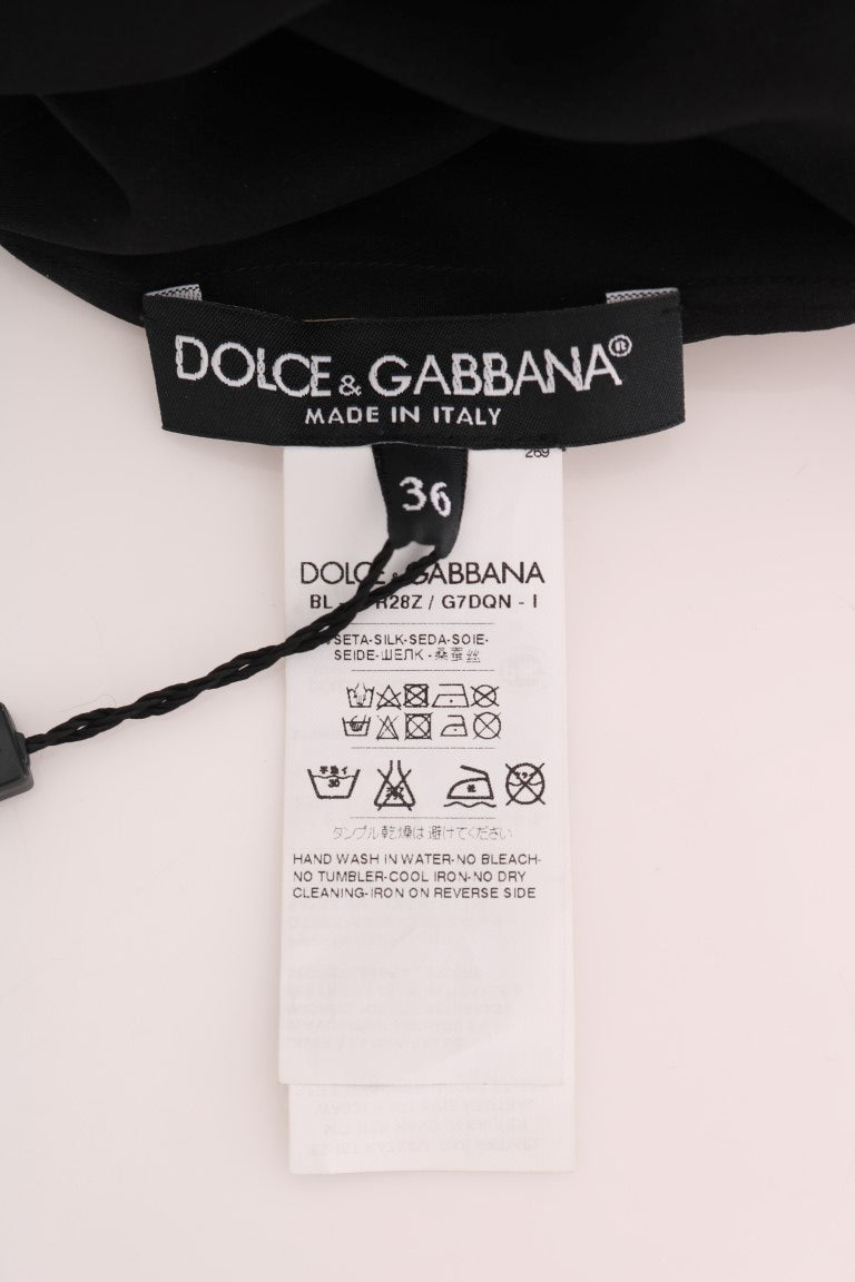 Schwarze Sacred Heart Top-Bluse mit Spitze