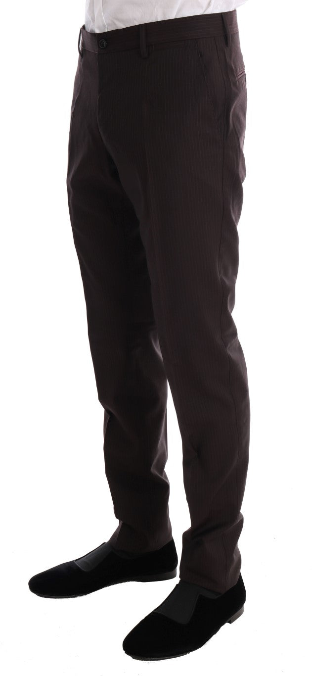 Braun gestreifter GOLD Slim Fit 3 Stück Anzug