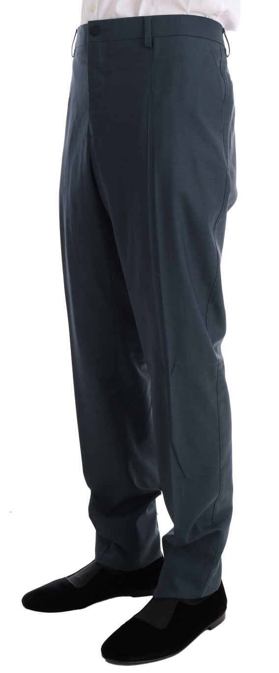 Blauer doppelreihiger 3-teiliger Anzug aus Wolle