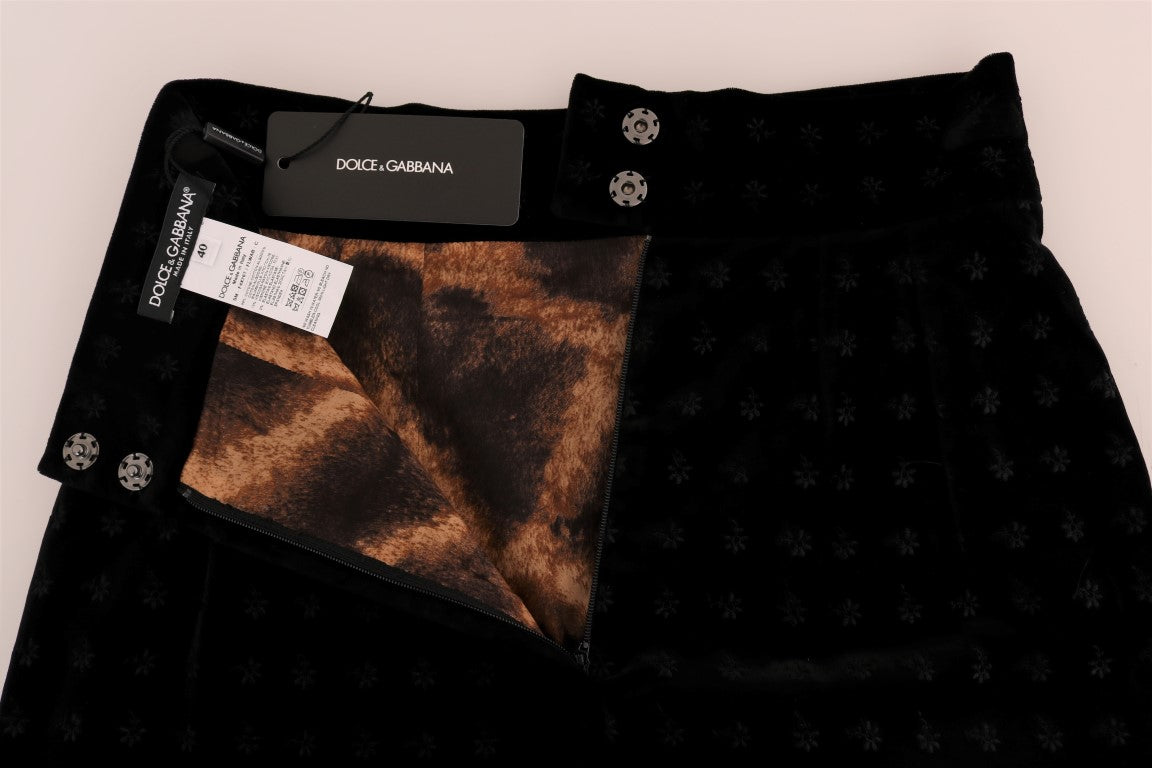 Dunkelgrüner Bleistiftrock aus Barocksamt