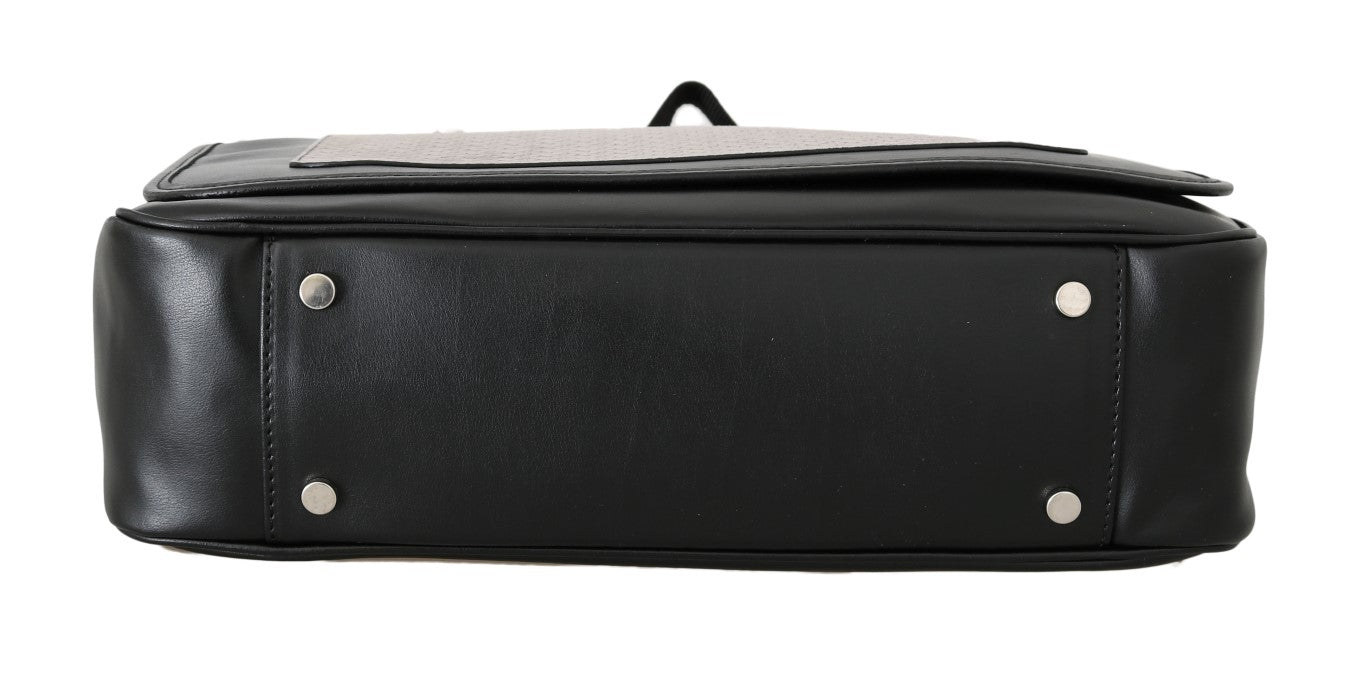 Schwarzgraue Leder-Messenger-Umhängetasche