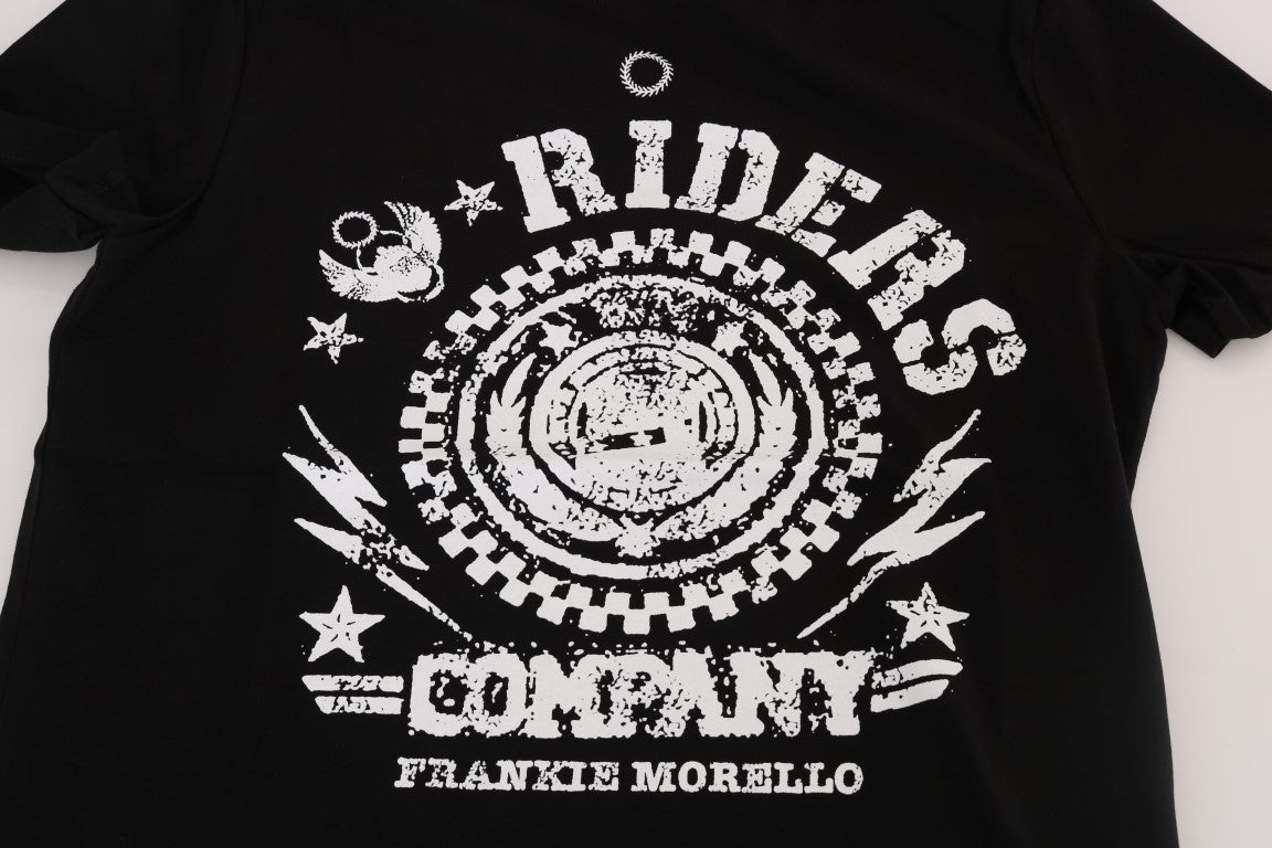 Schwarzes Baumwoll-RIDERS T-Shirt mit Rundhalsausschnitt