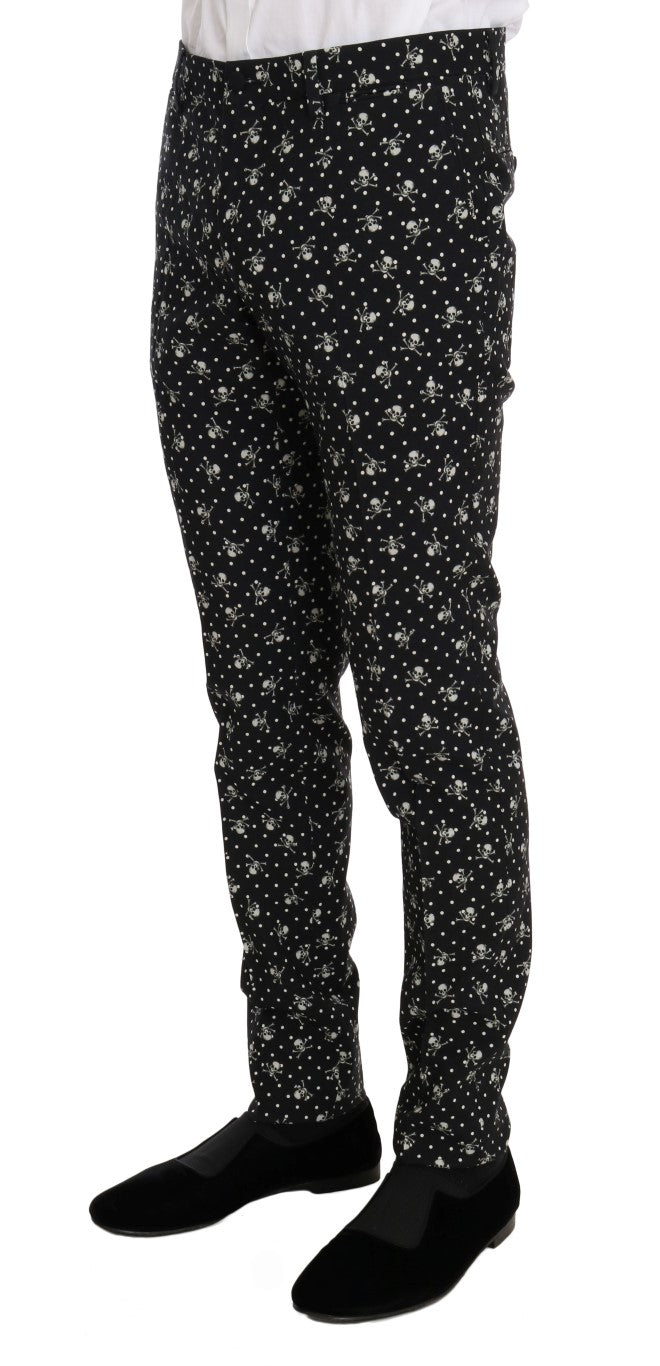 Schwarzer Totenkopfdruck Slim Fit 3 Stück Anzug