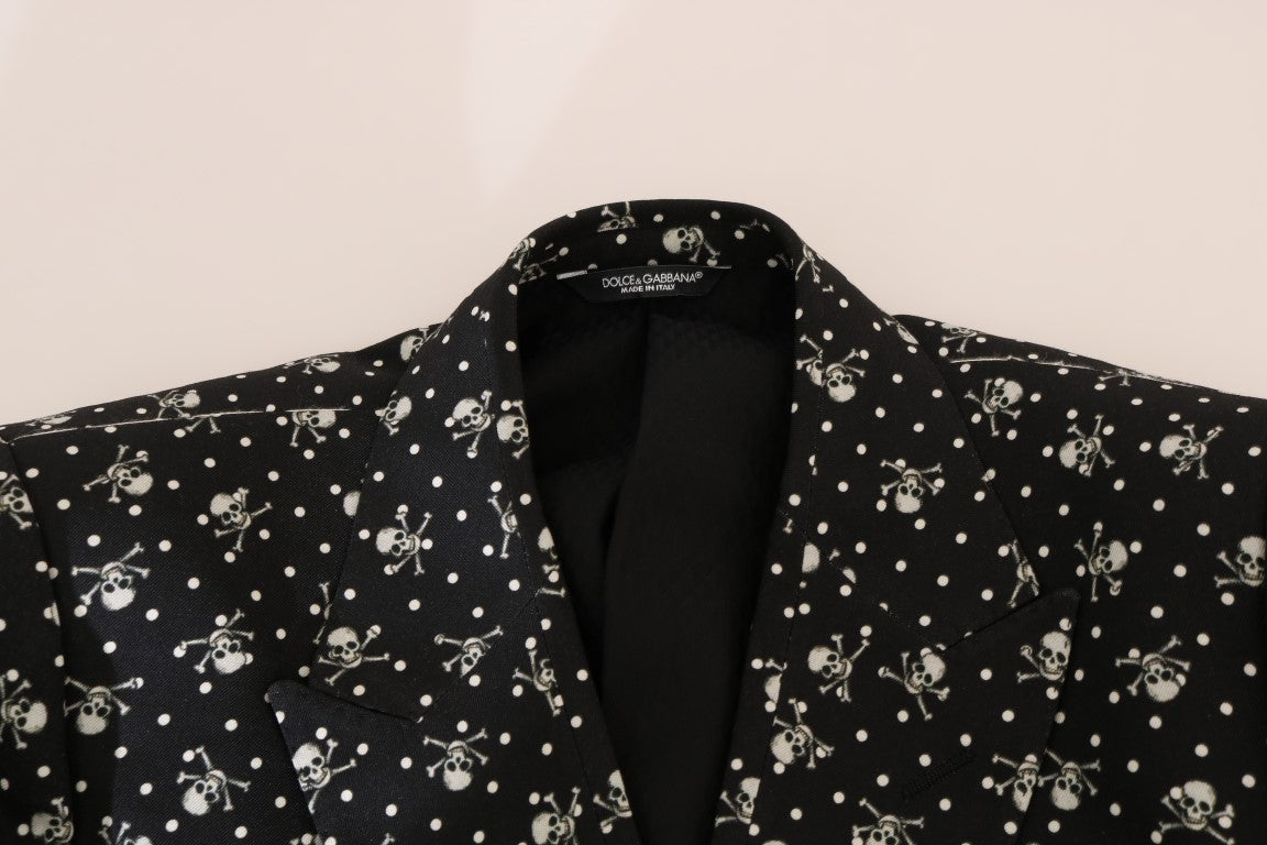 Schwarzer Totenkopfdruck Slim Fit 3 Stück Anzug