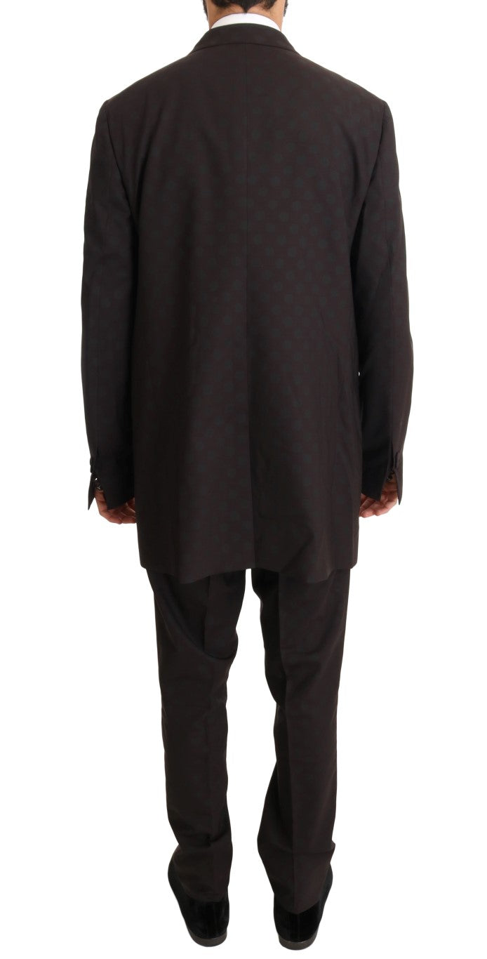 Bordeauxfarbener Woll-Stretch-Anzug, lang, 3-teilig