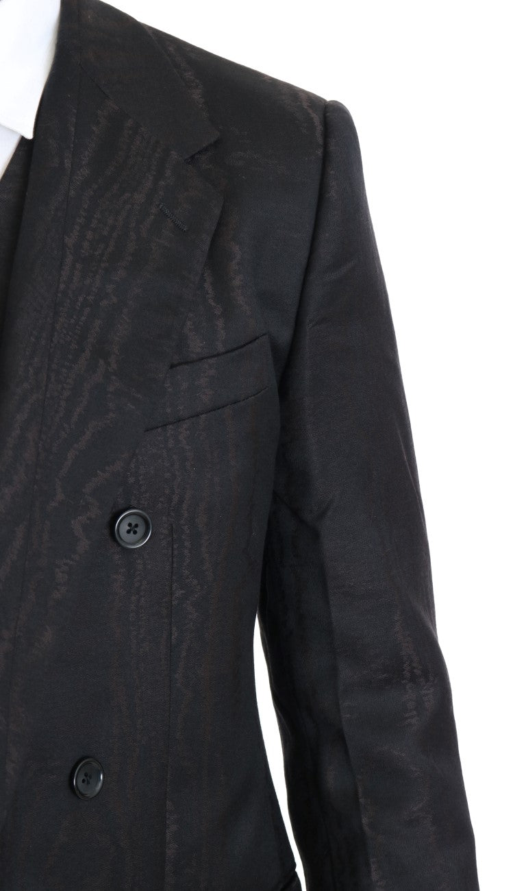 Brauner doppelreihiger Slim Fit Anzug aus Wolle