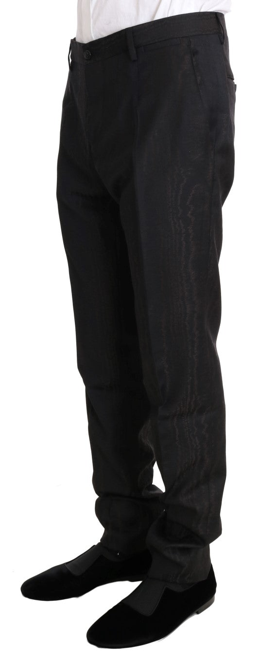 Brauner doppelreihiger Slim Fit Anzug aus Wolle